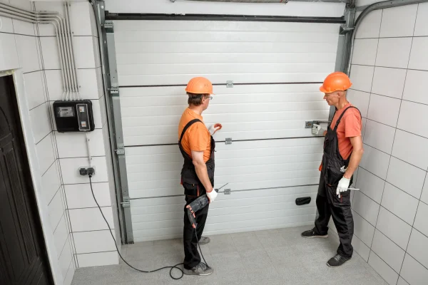 workers-are-installing-lift-gates-garage